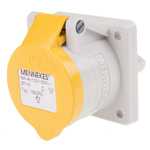 MENNEKES IP44 Yellow Panel Mount 3P Industrial Power Socket, Rated At 16A, 110 V