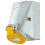 MENNEKES IP44 Yellow Wall Mount 3P Right Angle Socket, Rated At 32A, 110 V