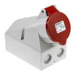 MENNEKES IP44 Red Wall Mount 4P Right Angle Socket, Rated At 32A, 415 V