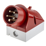 MENNEKES IP44 Red Wall Mount 3P + N + E 25 ° Industrial Power Plug, Rated At 16A, 400 V