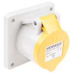 MENNEKES IP44 Yellow Panel Mount 3P Industrial Power Socket, Rated At 16A, 110 V