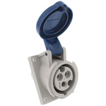 MENNEKES IP44 Blue Panel Mount 3P Angled Industrial Power Socket, Rated At 16A, 230 V