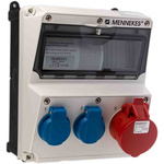 MENNEKES IP44 Blue, Red Wall Mount Socket, Rated At 16A, 230 V, 400 V