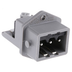 Hirschmann, ST Grey Panel Mount 3P Heavy Duty Power Connector Plug, Socket, Rated At 16A, 250 V, 400 V