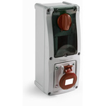 RS PRO IP44 Red Surface Mount 3P + N + E Vertical Industrial Power Socket, Rated At 32A, 400 V