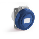 RS PRO IP67 Blue Panel Mount 2P + E Angled Industrial Power Socket, Rated At 16A, 200 → 250 V