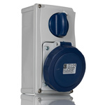 RS PRO IP67 Blue Wall Mount 2P + E Vertical Industrial Power Socket, Rated At 32A, 230 V