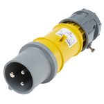 MENNEKES, PowerTOP IP44 Yellow Cable Mount 3P Industrial Power Plug, Rated At 16A, 110 V