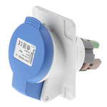 Schneider Electric, PratiKa IP44 Blue Panel Mount 2P + E Angled Industrial Power Socket, Rated At 16A, 230 V
