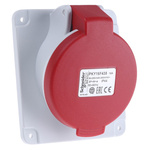 Schneider Electric, PratiKa IP44 Red Panel Mount 3P + N + E Right Angle Industrial Power Socket, Rated At 16A, 415 V