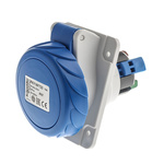 Schneider Electric, PratiKa IP67 Blue Panel Mount 2P + E Right Angle Industrial Power Socket, Rated At 16A, 230 V