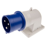 Scame IP44 Blue Wall Mount 2P + E Right Angle Industrial Power Plug, Rated At 32A, 230 V