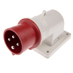 Scame IP44 Red Wall Mount 3P + E Right Angle Industrial Power Plug, Rated At 16A, 415 V