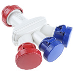 Scame IP66 Red 1 x 3P + N + E, 1 x 3P + E, 2 x 1P + E Industrial Power Connector Adapter Plug, Socket, Rated At 16A,