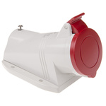 Scame IP44 Red Wall Mount 3P + N + E Right Angle Industrial Power Socket, Rated At 16A, 415 V
