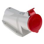 Scame IP44 Red Wall Mount 3P + N + E Right Angle Industrial Power Socket, Rated At 32A, 415 V