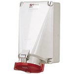 MENNEKES IP67 Red Wall Mount 5P Right Angle Socket, Rated At 125A, 415 V