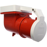 MENNEKES IP44 Red Panel Mount 3P + N + E Right Angle Industrial Power Plug, Rated At 32A, 400 V