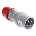 Scame IP44 Red Cable Mount 3P + E Industrial Power Connector Adapter Plug, Rated At 32A, 415 V,With Phase Inverter
