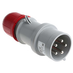 Scame IP44 Red Cable Mount 3P + N + E Industrial Power Connector Adapter Plug, Rated At 32A, 415 V,With Phase Inverter