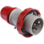 Scame IP66, IP67 Red Cable Mount 3P + N + E Industrial Power Plug, Rated At 16A, 415 V