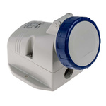 Scame IP66, IP67 Blue Wall Mount 2P + E Industrial Power Socket, Rated At 16A, 230 V