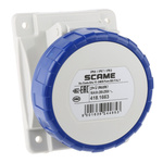 Scame IP66, IP67 Blue Panel Mount 2P + E Heavy Duty Power Connector Socket, Rated At 16A, 230 V