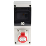 Scame, DOMINO IP44 Red Wall Mount 3P + E RCD Industrial Power Connector Socket, Rated At 16A, 415 V