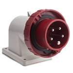 Scame IP66, IP67 Red Wall Mount 3P + N + E Right Angle Industrial Power Plug, Rated At 16A, 415 V