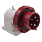 Scame IP66, IP67 Red Wall Mount 3P + N + E Right Angle Industrial Power Plug, Rated At 32A, 415 V