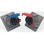 Legrand, HYDRA IP44, IP45 Red Panel Mount 3P + E Right Angle Industrial Power Socket, Rated At 64A, 415 V