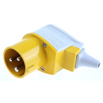 MENNEKES IP44 Yellow Cable Mount 3P Industrial Power Plug, Rated At 16A, 110 V