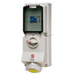 MENNEKES IP67 Yellow Wall Mount 3P 25 ° Industrial Power Socket, Rated At 16A, 110 V