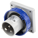 Scame IP67 Blue Panel Mount 2P + E Industrial Power Plug, Rated At 16A, 230 V