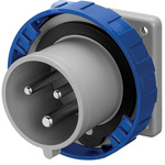 Scame IP67 Blue Panel Mount 2P + E Industrial Power Plug, Rated At 32A, 230 V