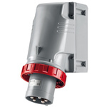Scame IP67 Red Wall Mount 3P + E Industrial Power Plug, Rated At 64A, 415 V