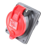 Red 3P+E panel/surface mount socket,16A