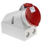 MENNEKES IP44 Red Wall Mount 7P Right Angle Socket, Rated At 32A, 415 V