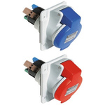 Schneider Electric, PratiKa IP44 Red Panel Mount 3P + E Right Angle Industrial Power Socket, Rated At 16A, 415 V