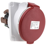 Schneider Electric, PratiKa IP44 Red Panel Mount 3P + N + E Right Angle Industrial Power Socket, Rated At 32A, 415 V