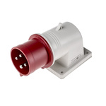 Scame IP44 Red Wall Mount 3P + E Right Angle Industrial Power Plug, Rated At 32A, 415 V