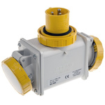 Scame IP66 Yellow 1 x 2P + E, 2 x 2P + E Industrial Power Connector Adapter Plug, Socket, Rated At 16A, 110 V