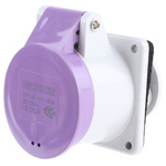 Scame IP44 Purple Panel Mount 2P Industrial Power Socket, Rated At 16A, 20 → 25 V