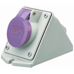 Scame IP44 Purple Wall Mount 3P Right Angle Industrial Power Socket, Rated At 16A, 20 → 25 V