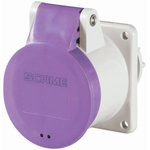 Scame IP44 Purple Panel Mount 3P Industrial Power Socket, Rated At 16A, 20 → 25 V