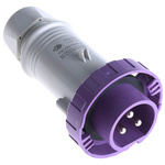 Scame IP67 Purple Cable Mount 3P Industrial Power Plug, Rated At 16A, 20 → 25 V