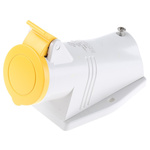 Scame IP44 Yellow Wall Mount 2P + E Right Angle Industrial Power Socket, Rated At 16A, 110 V