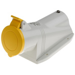 Scame IP44 Yellow Wall Mount 2P + E Right Angle Industrial Power Socket, Rated At 32A, 110 V