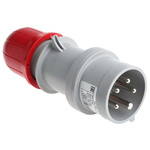 Scame IP44 Red Cable Mount 3P + N + E Industrial Power Connector Adapter Plug, Rated At 16A, 415 V,With Phase Inverter