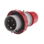 Scame IP66, IP67 Red Cable Mount 3P + N + E Industrial Power Connector Adapter Plug, Rated At 16A, 415 V,With Phase